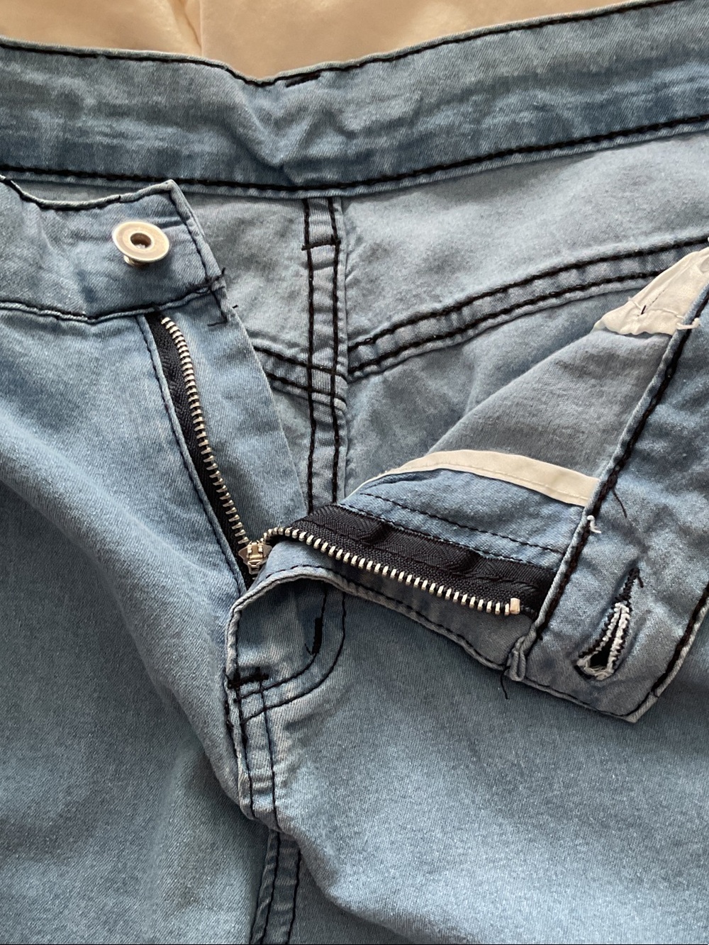 Plus 2XL Women's Light Blue Lace-Up Flare Jeans - Picture 7 of 13